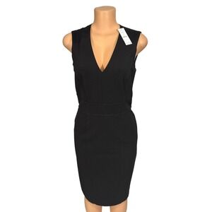 White House Black Market Black Satin Trim Sheath Dress 570294910 Size 6 NWT